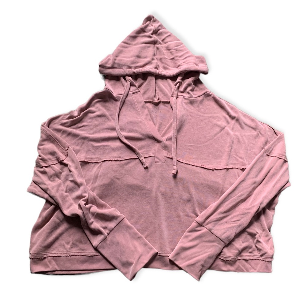 AS Revival Pink Soft Oversized Cropped Hooded Sweatshirt L